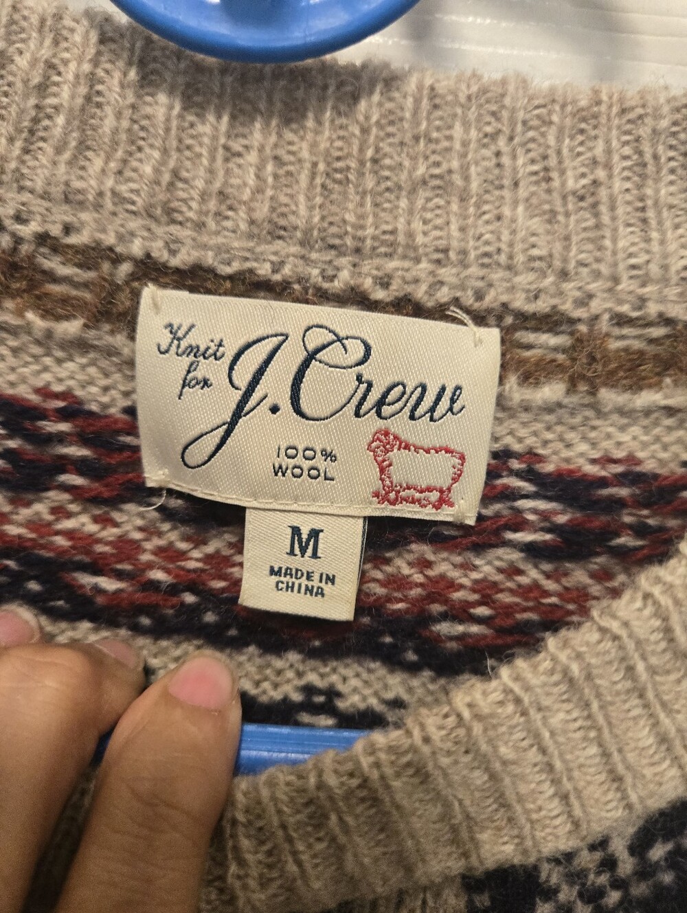 J. Crew Cream Crewneck Fair Isle Wool Sweater with Dog Motif NWOT Size M - Picture 2 of 5